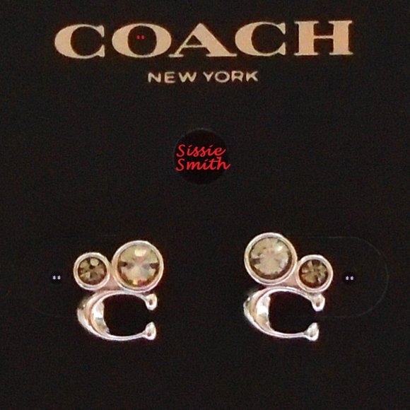 Coach Signature Crystal Cluster Stud Earrings - Picture 1 of 6